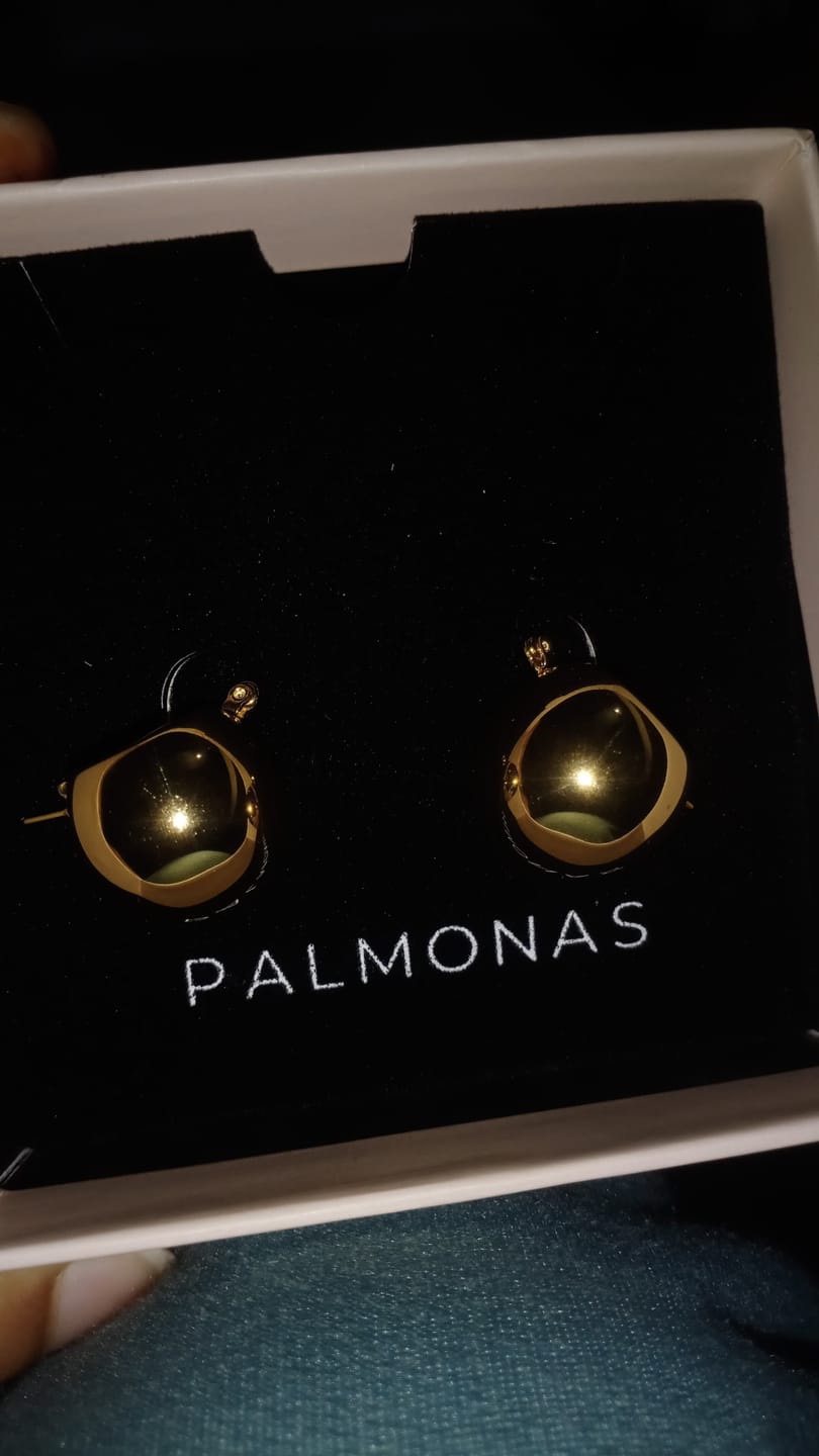 Customer photo review of Ball Hoop Earrings