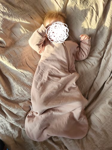 Customer photo review of Organic Cotton & Camel Wool Long Sleeve Sleep Sack 2.5 TOG - Dusty Pink
