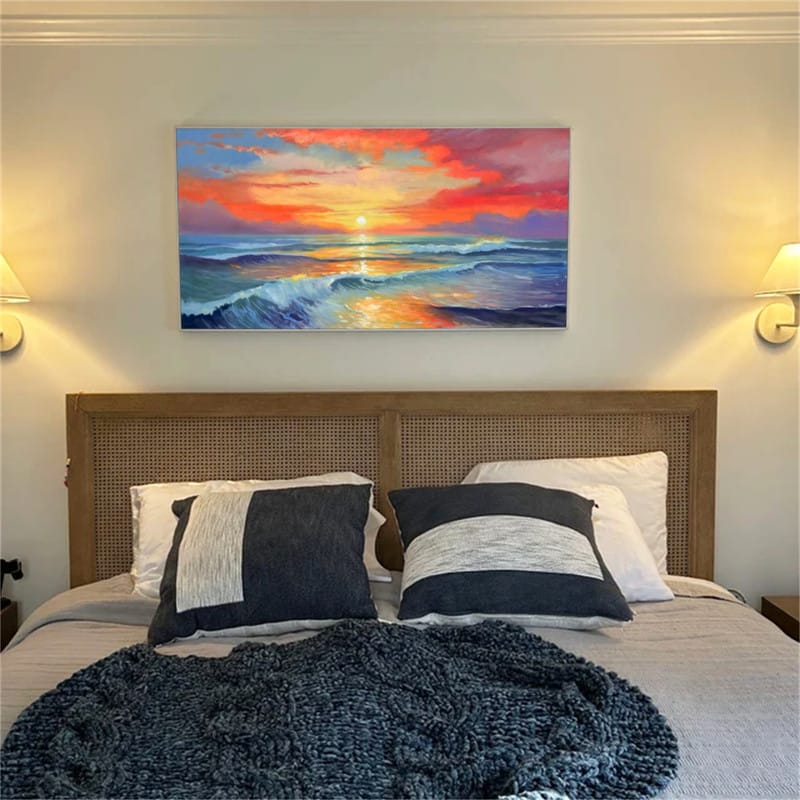 Customer photo review of Colorful Ocean And Sky Textured Painting Canvas #OS009