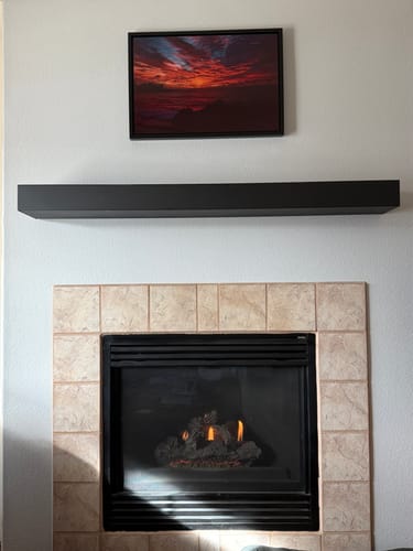 Customer photo review of Standard Sizes Non-Combustible Steel Mantel Shelves - 12 Finishes Available
