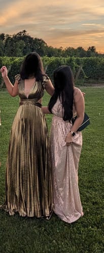 Jacquelin S. review of Cyrus Pleated Gown in Gold by Mac Duggal - RENTAL image 1 out of 1