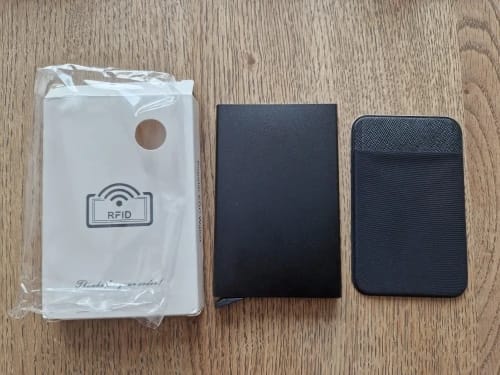 Customer photo review of Metallic Wallet Slim Pop Up RFID Cardholder — Black | KIMLUD