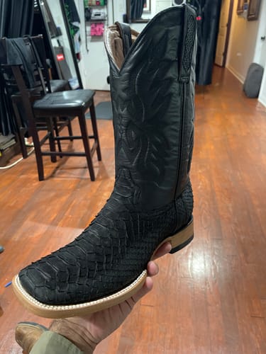 Customer photo review of Matte Black Python Boots