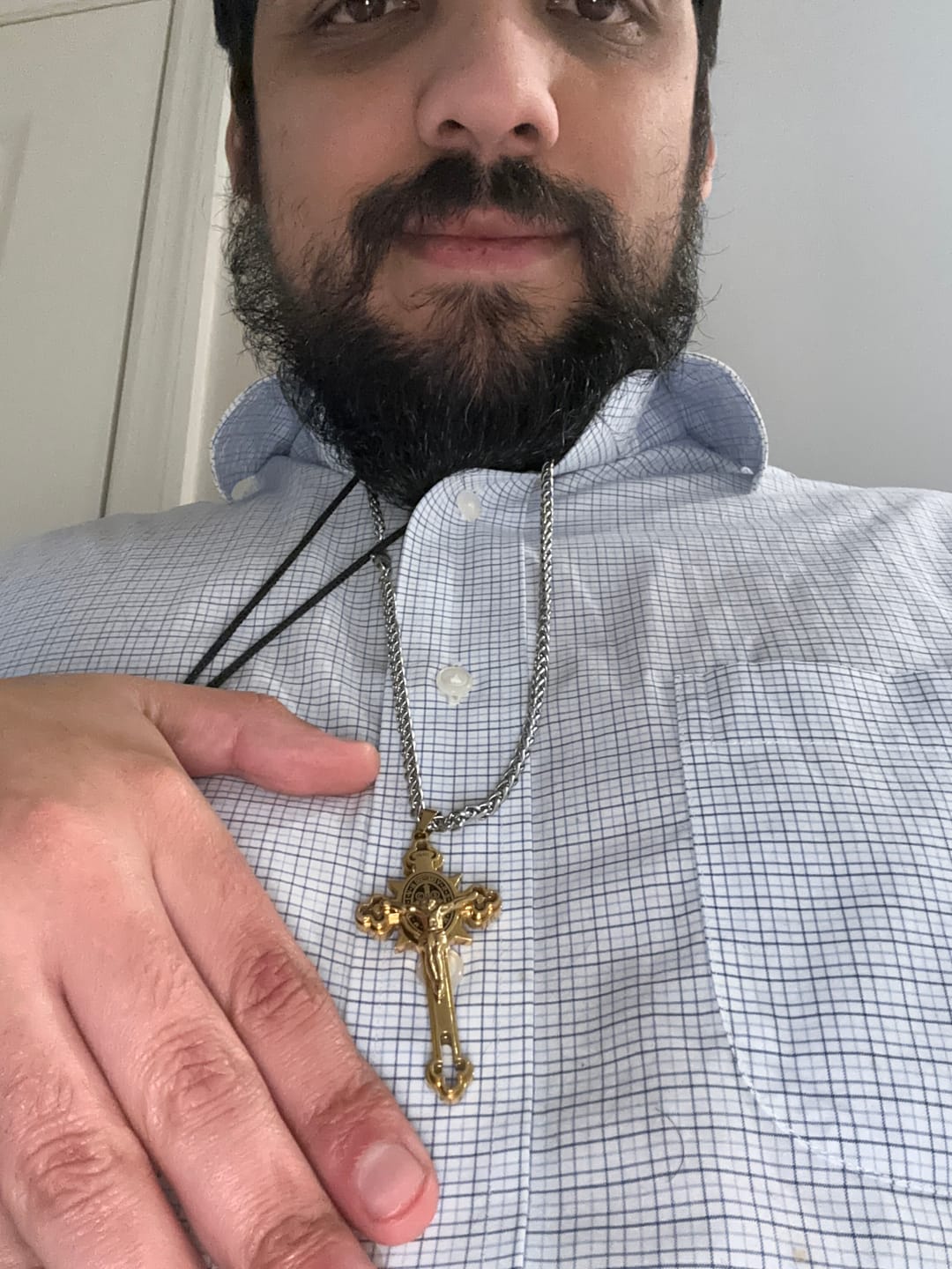 Customer photo review of FREE Today: St. Benedict Symbol Crucifix Exorcism Necklace