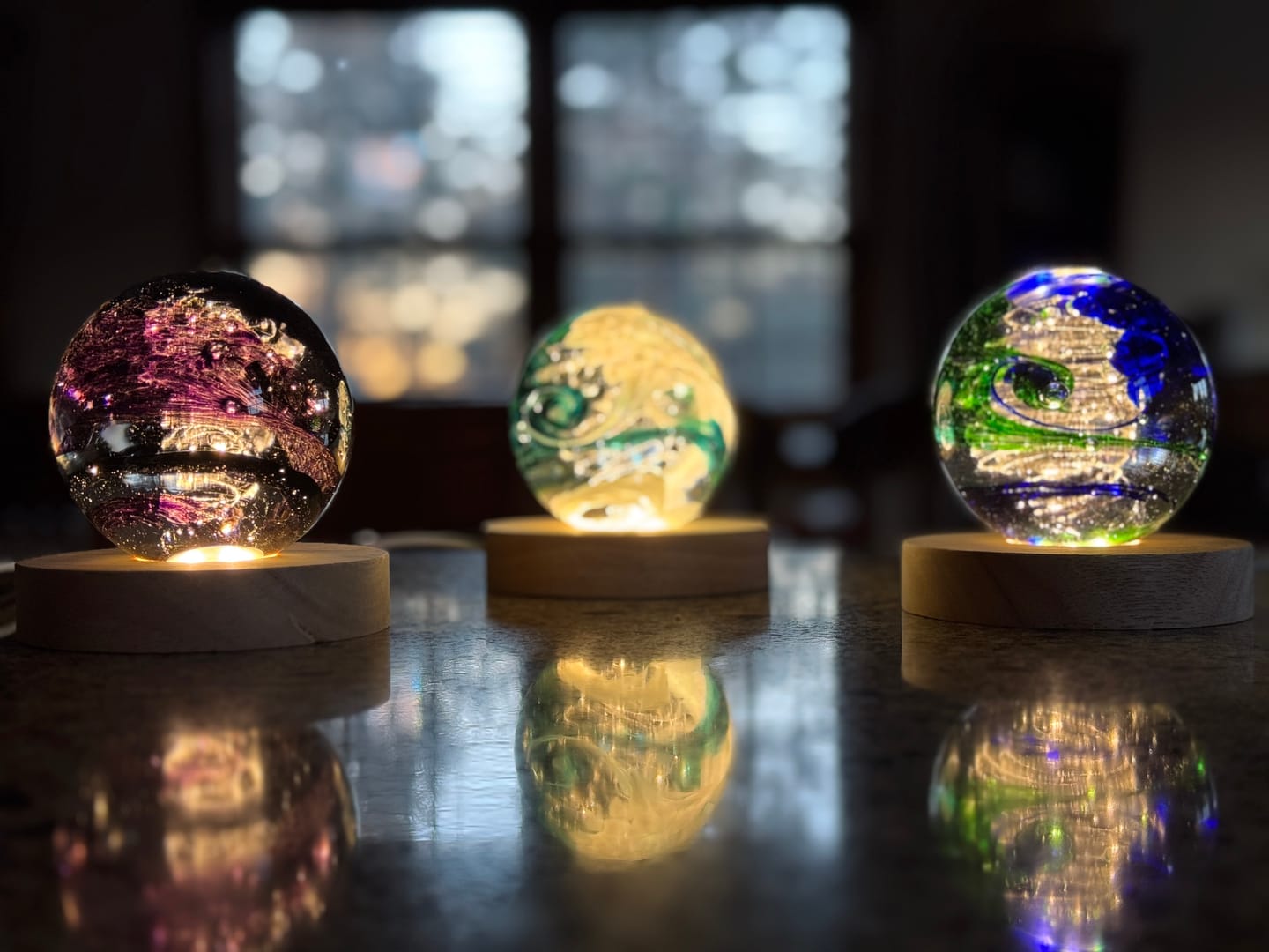 Customer photo review of Glimmer Orb with Cremation Ashes
