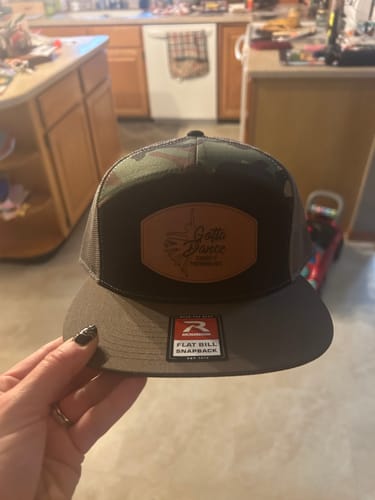 Customer photo review of Flat Bill Seven-Panel Leather Patch Hat - Richardson 168