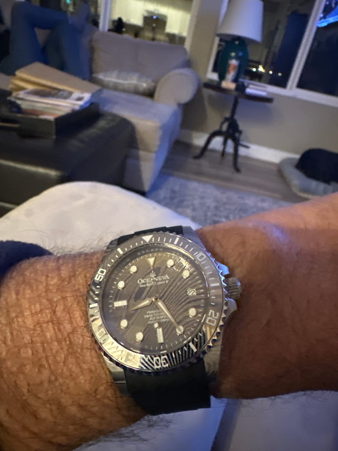 Customer photo review of Oceaneva Mens Deep Marine Explorer II Damascus Steel Dial Watch Rubber
