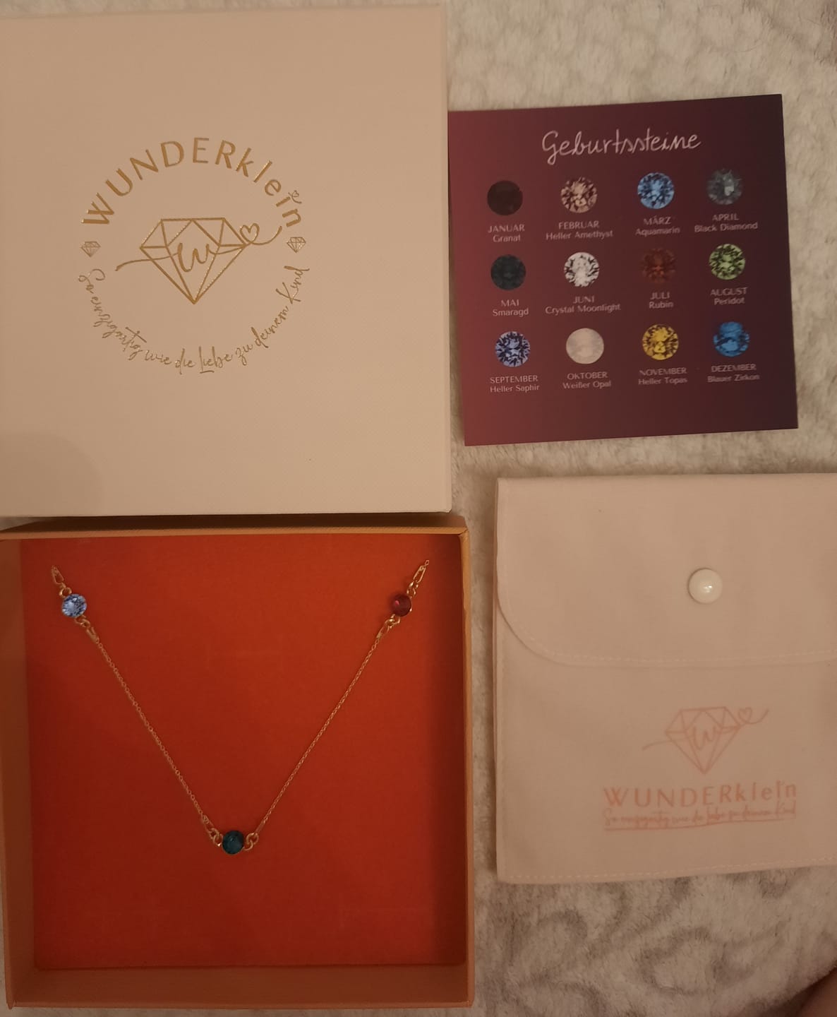 Customer photo review of Halskette mit 3 Geburtssteinen