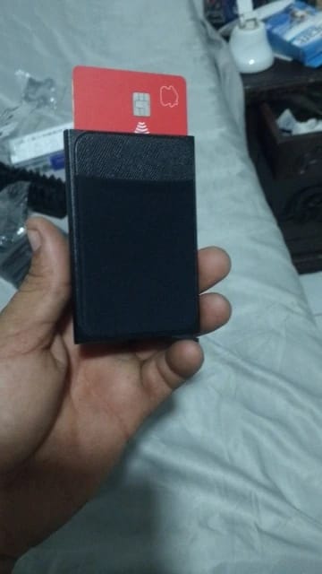 Customer photo review of Metallic Wallet Slim Pop Up RFID Cardholder — Black | KIMLUD