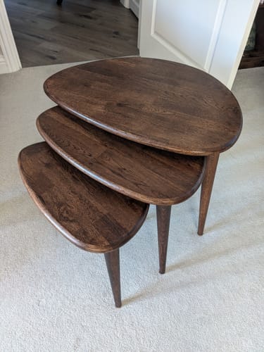 Customer photo review of Nesting Table Set of 3 - Ercol Style Rustic Nesting Table - Solid Oak