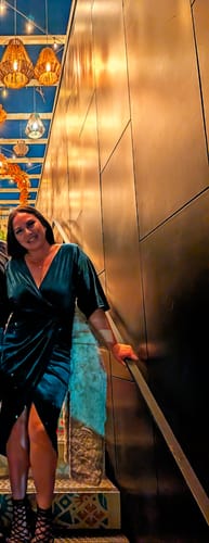 Customer photo review of Arella V Neck Velvet Midi Dress - Teal