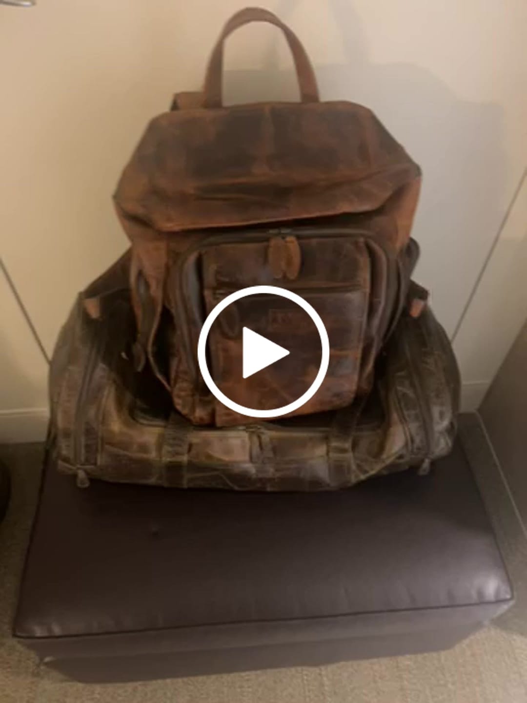 Customer video review of Alpha Caramel Buffalo Leather Travel Backpack