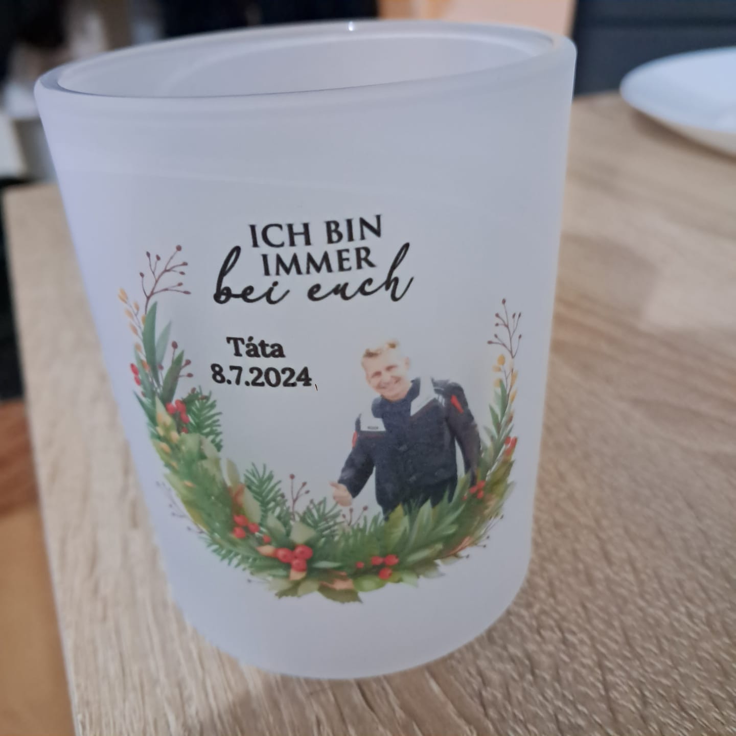 Customer photo review of Bei euch - Personalisiertes Teelicht