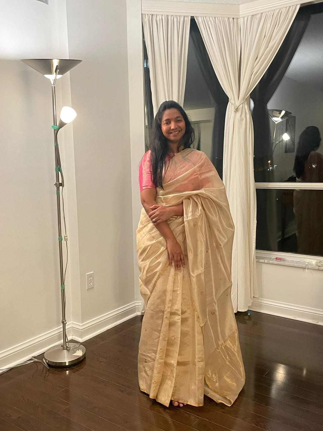 Customer photo review of Handloom Banarasi Brocade Silk Fabric - Pink