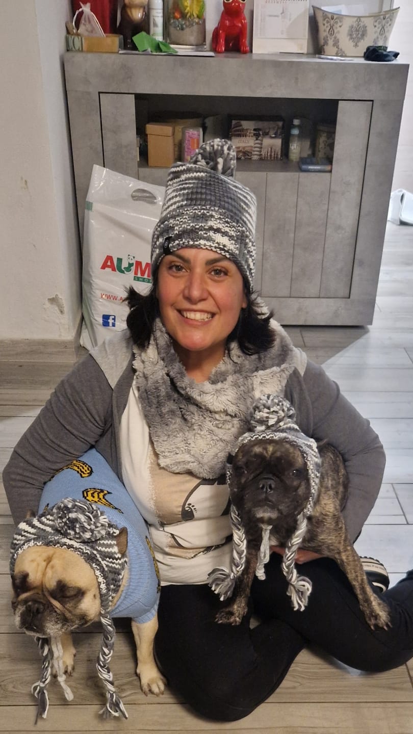 Customer photo review of Human Pompom Hat - Salt and Pepper