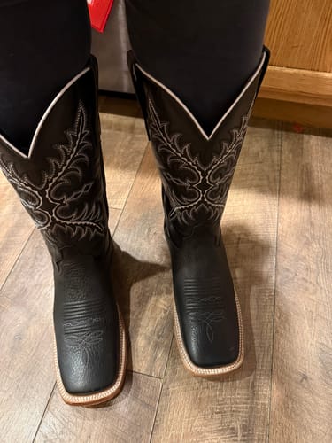 Customer photo review of Mens Black Bull Neck Leather Boots With Black Shaft