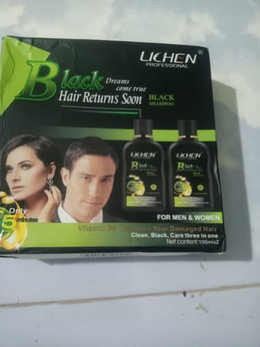 Customer photo review of Lichen Professional Black Returns Soon Hair Shampoo 200ml