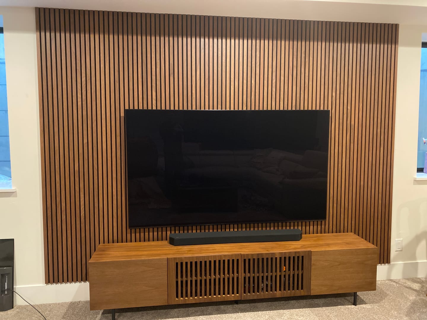 Customer photo review of Natural Walnut Acoustic Slat Panel 94.5" Sample