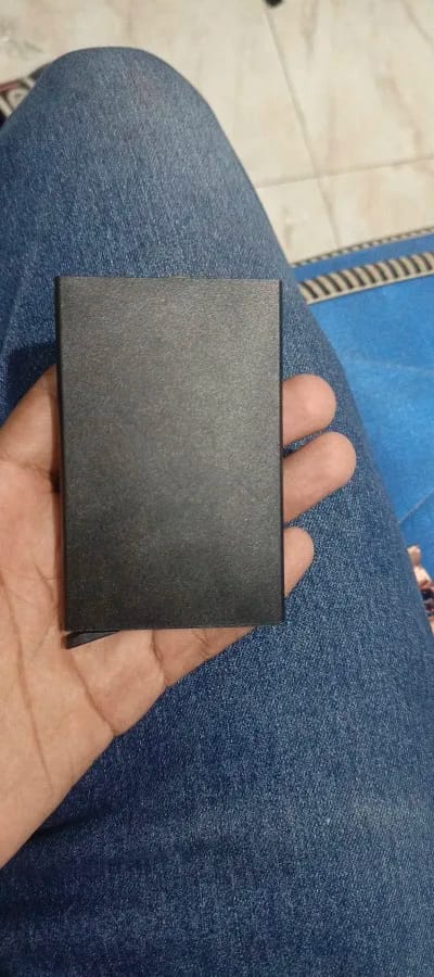 Customer photo review of Metallic Wallet Slim Pop Up RFID Cardholder — Black | KIMLUD