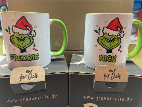 Kundenbewertung mit Foto zu Bedruckte Tasse mit Weihnachtsmotiv - Grinch MiMiMi mit Name