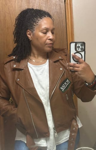 Customer photo review of POWER TO THE PEOPLE Moto Jacket (more colors)