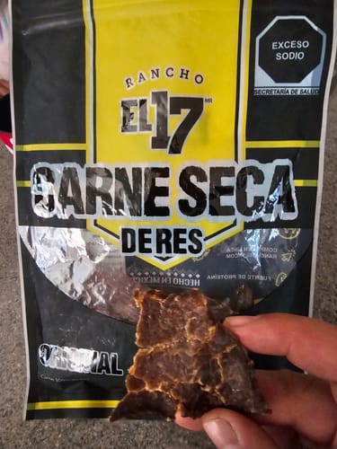 Reseña con foto de un cliente sobre Carne Seca Original
