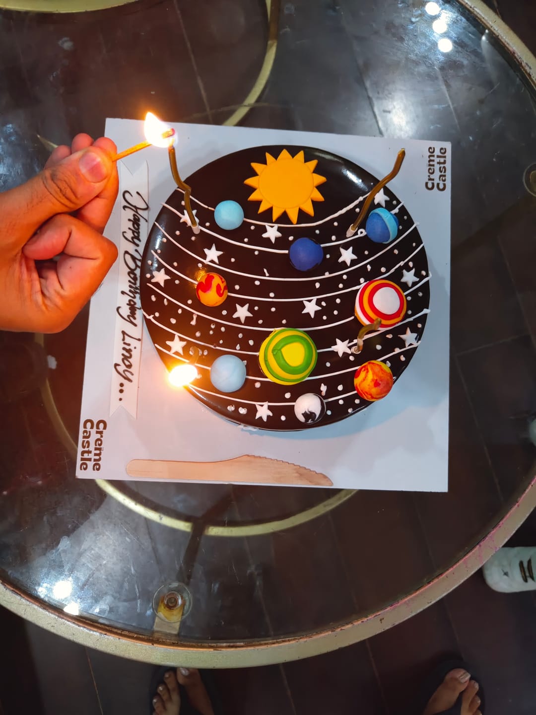 Customer photo review of Solar System Theme Cake