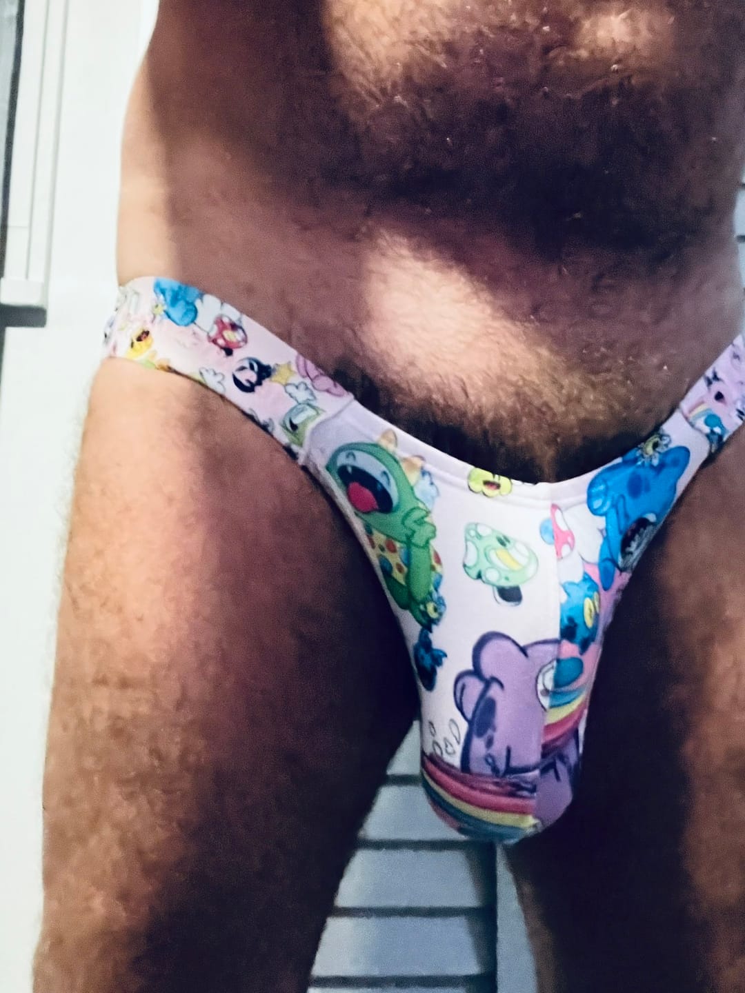 Customer photo review of 2 Pack Men's Cartoon High-Cut Breathable Bikini