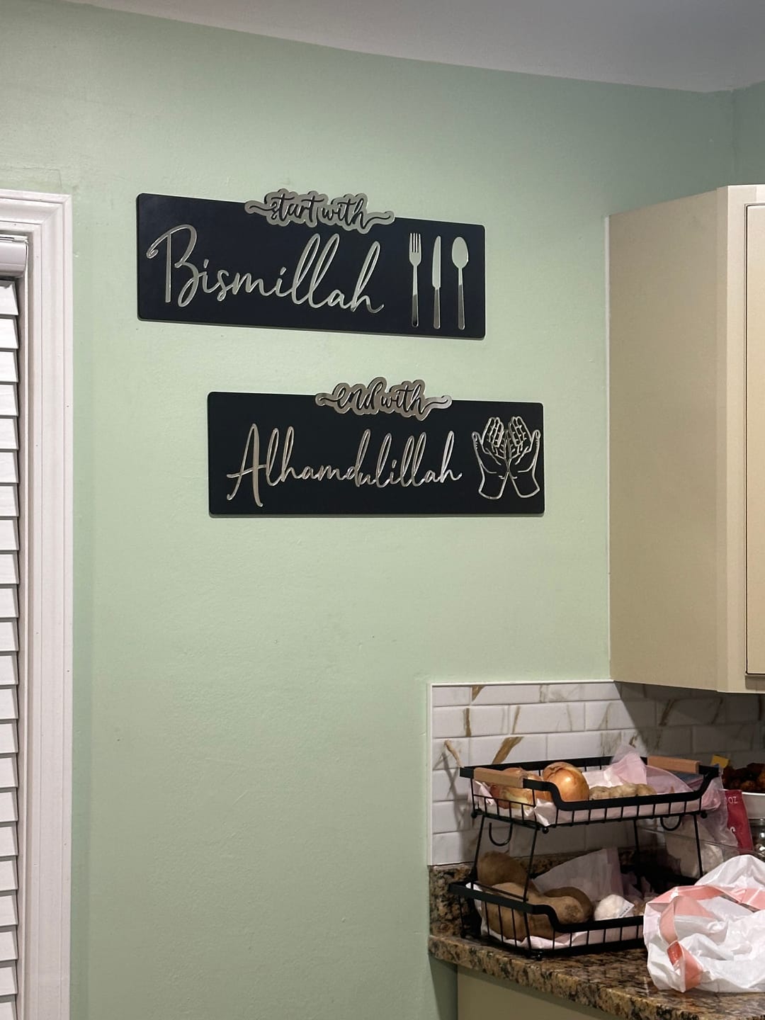Customer photo review of Start with Bismillah, End with Alhamdulillah Wooden Islamic Wall Art