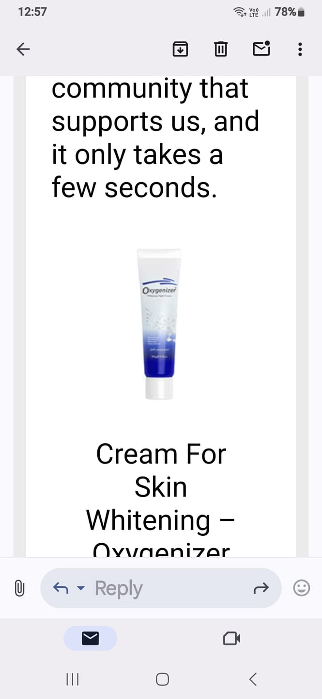 Customer photo review of Cream For Skin Whitening – Oxygenizer