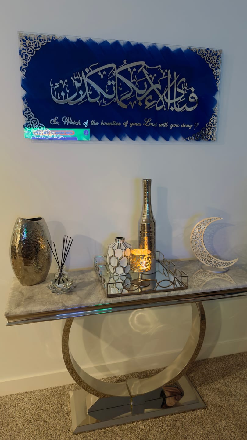 Customer photo review of Surah Ar-Rahman Islamic Artwork, Glass Islamic Decor for Home