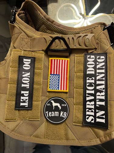 Customer photo review of Classic Heavy-Duty Tactical No-Pull Team K9™ Dog Harness With Front & Back D-Rings, Quick-Release Metal-Buckles, Hook & Loop Panels, & Top Handle