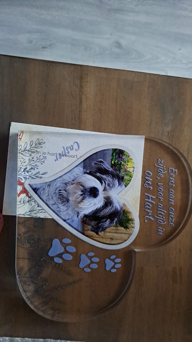 Customer photo review of Eens aan mijn zijde - Gepersonaliseerd glazen hart