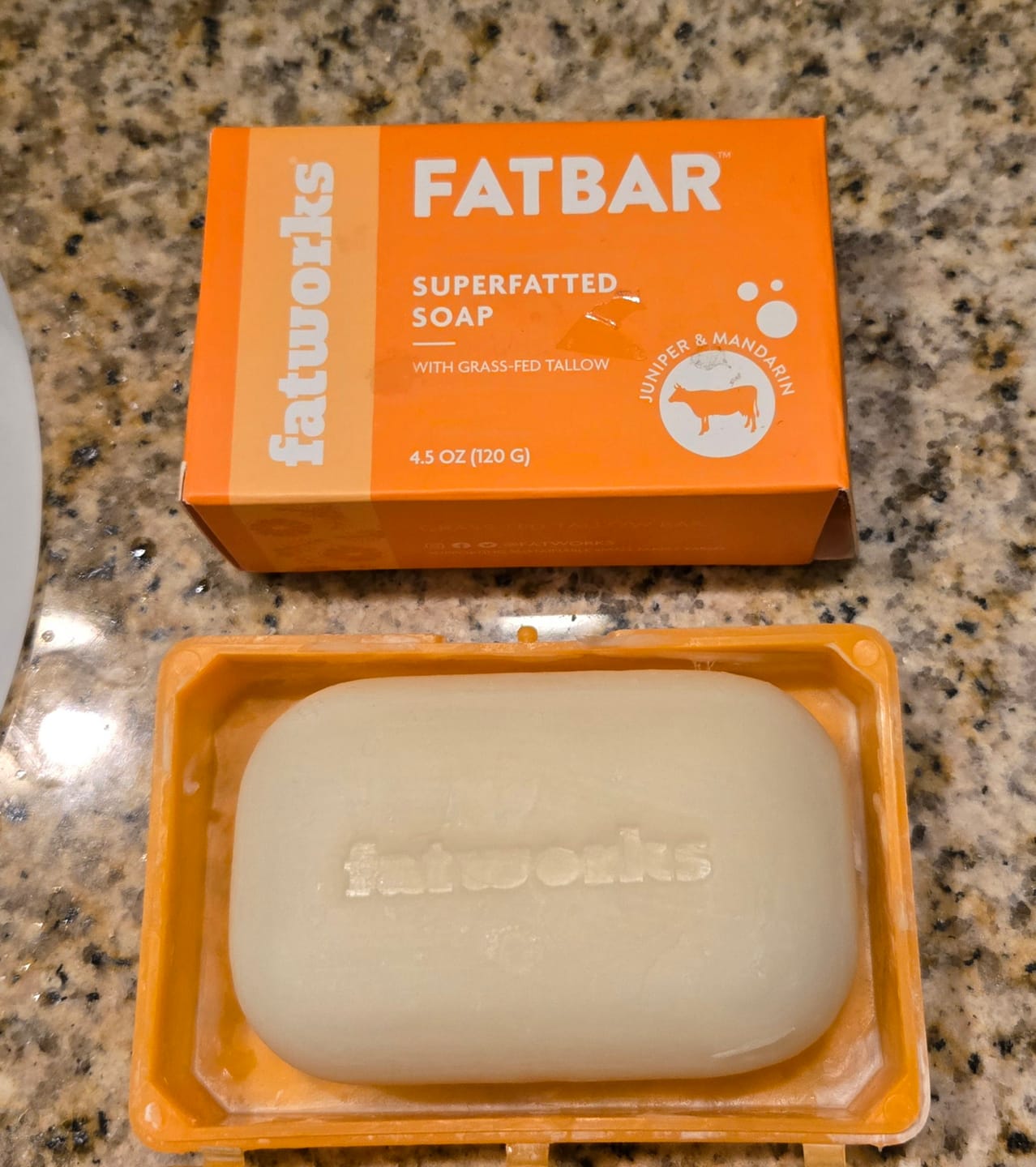 Customer photo review of FATBAR™ Juniper&Citrus (4.25 oz) - Grass-Fed Tallow Soap Bar