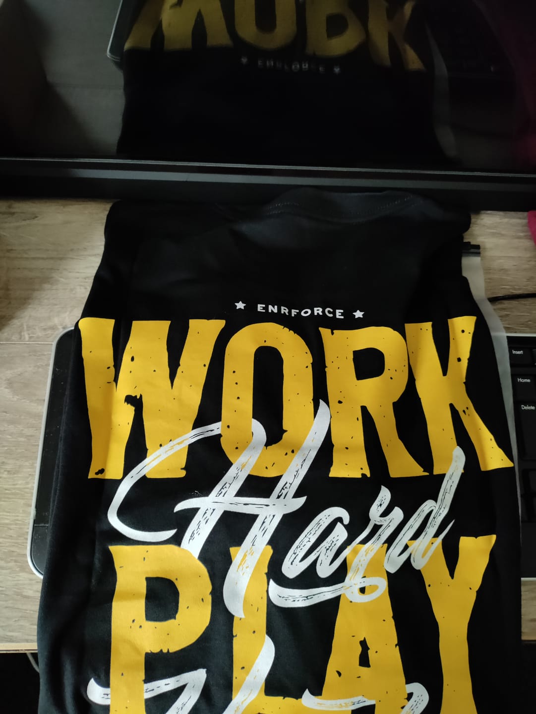 Customer photo review of Work Hard Play Harder Tee
