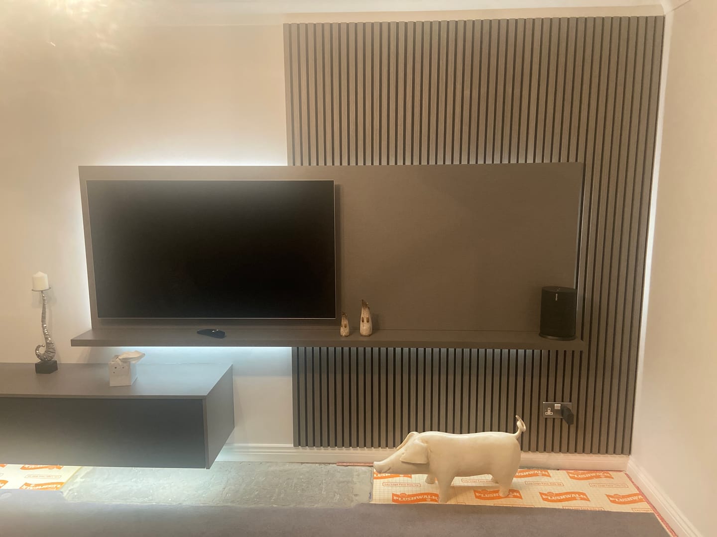 Customer photo review of Wooden Wall Panel | Grey Walnut | Premium 3-sided Wood Veneer