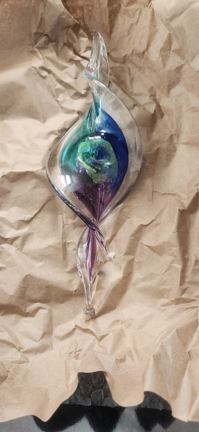 Customer photo review of Dichroic Spinner Suncatcher with Infused Cremains