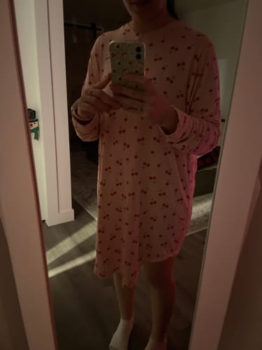 Customer photo review of Ladies Henley Nightgown - PINK CHERRY HEART