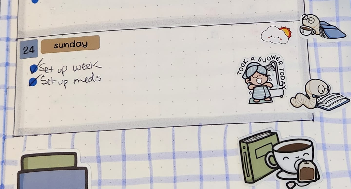 Customer photo review of Showered today planner stickers