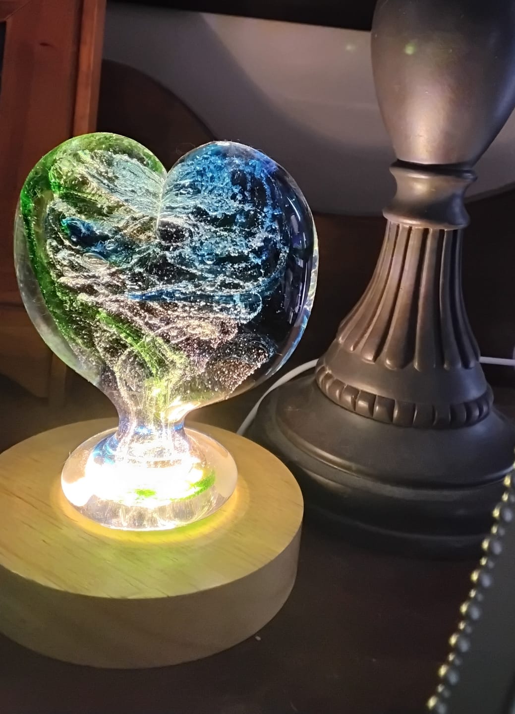 Customer photo review of Glass Heart with Cremation Ash - Standing