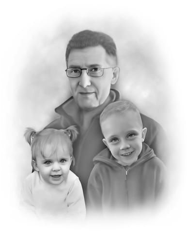 Customer photo review of Charlie's Drawings' Emotional Family Portraits