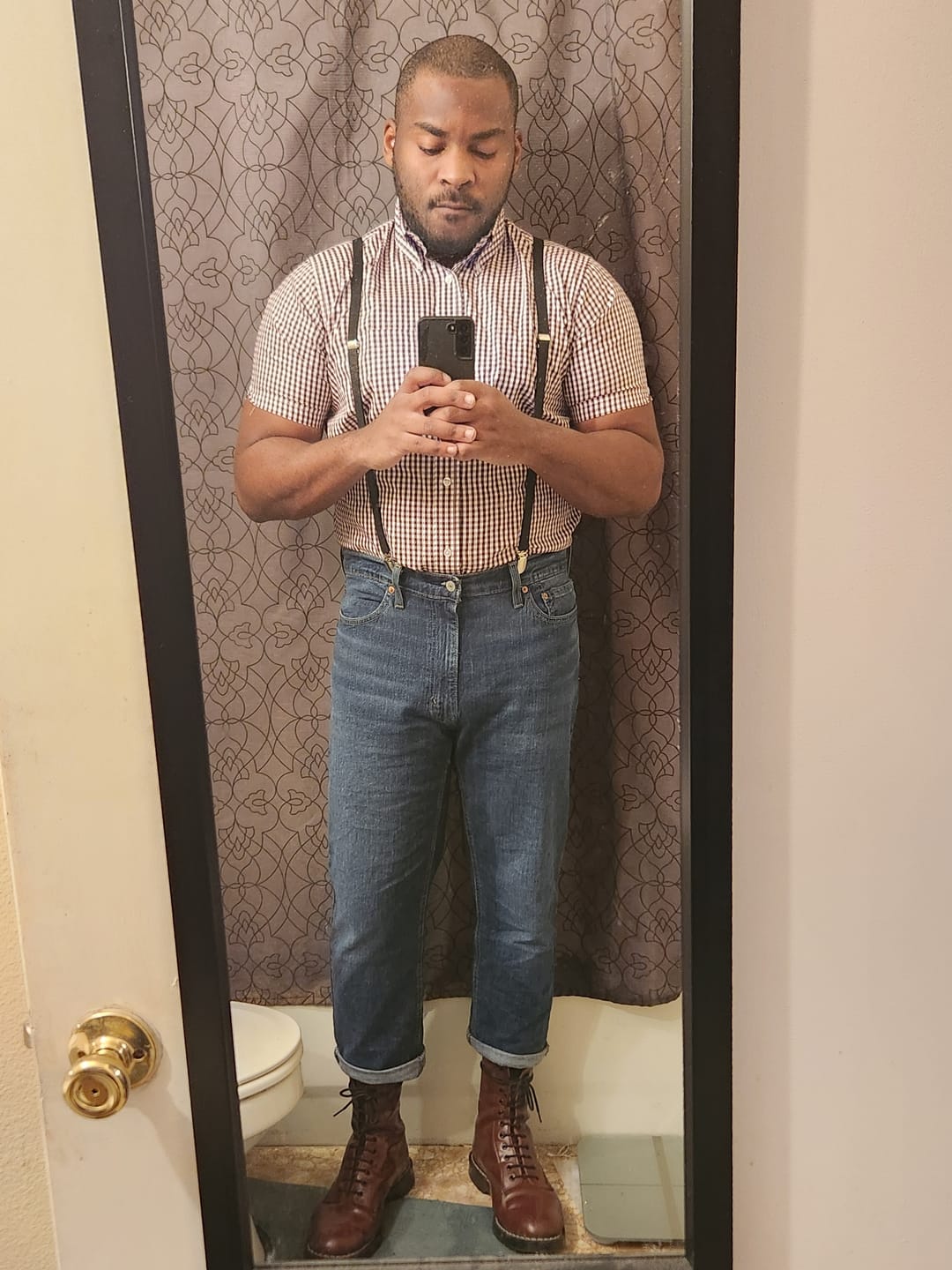 Customer photo review of Short Sleeve Checkered Gingham Shirt - Multiple colours