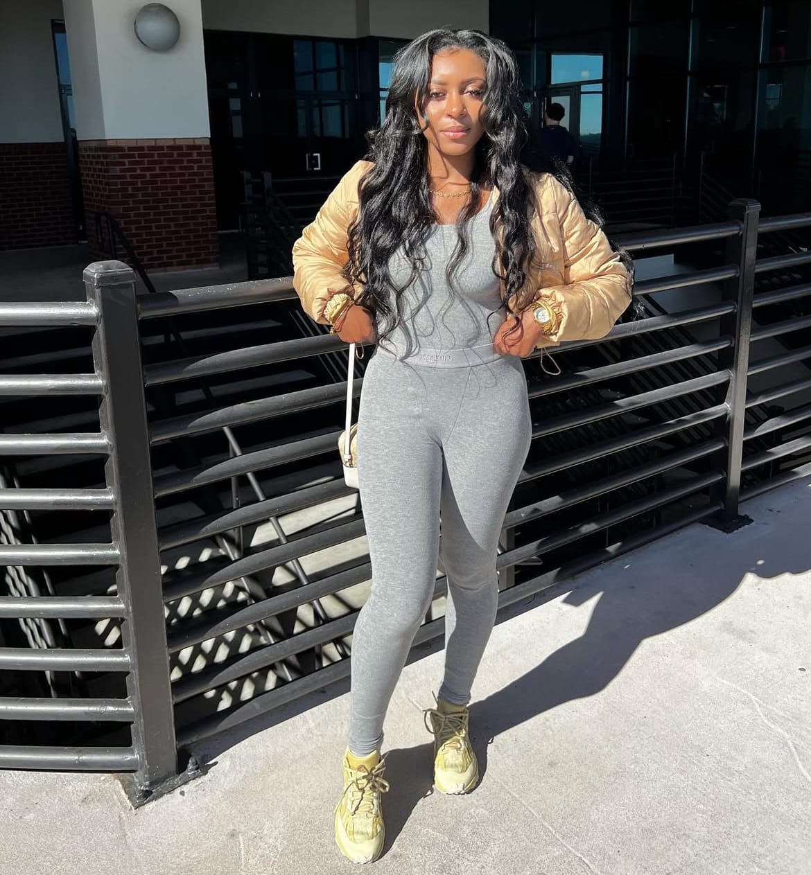 Customer photo review of Rib Lounge Leggings - Stone