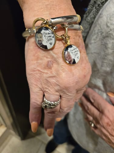Customer photo review of Personalized I am Always with You Memorial Wings Two-Tone Bracelet