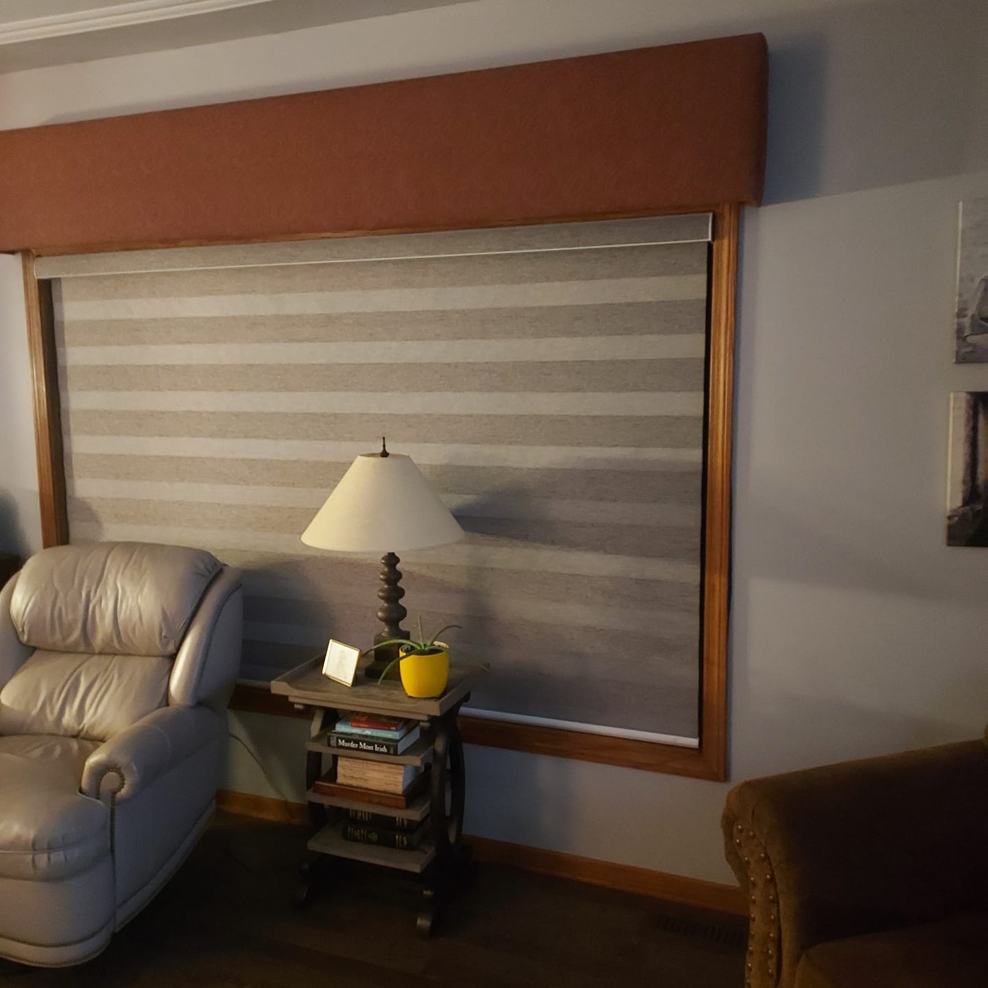 Customer photo review of SmartWings Motorized Zebra Shades 85% Blackout 95mm Ingrid