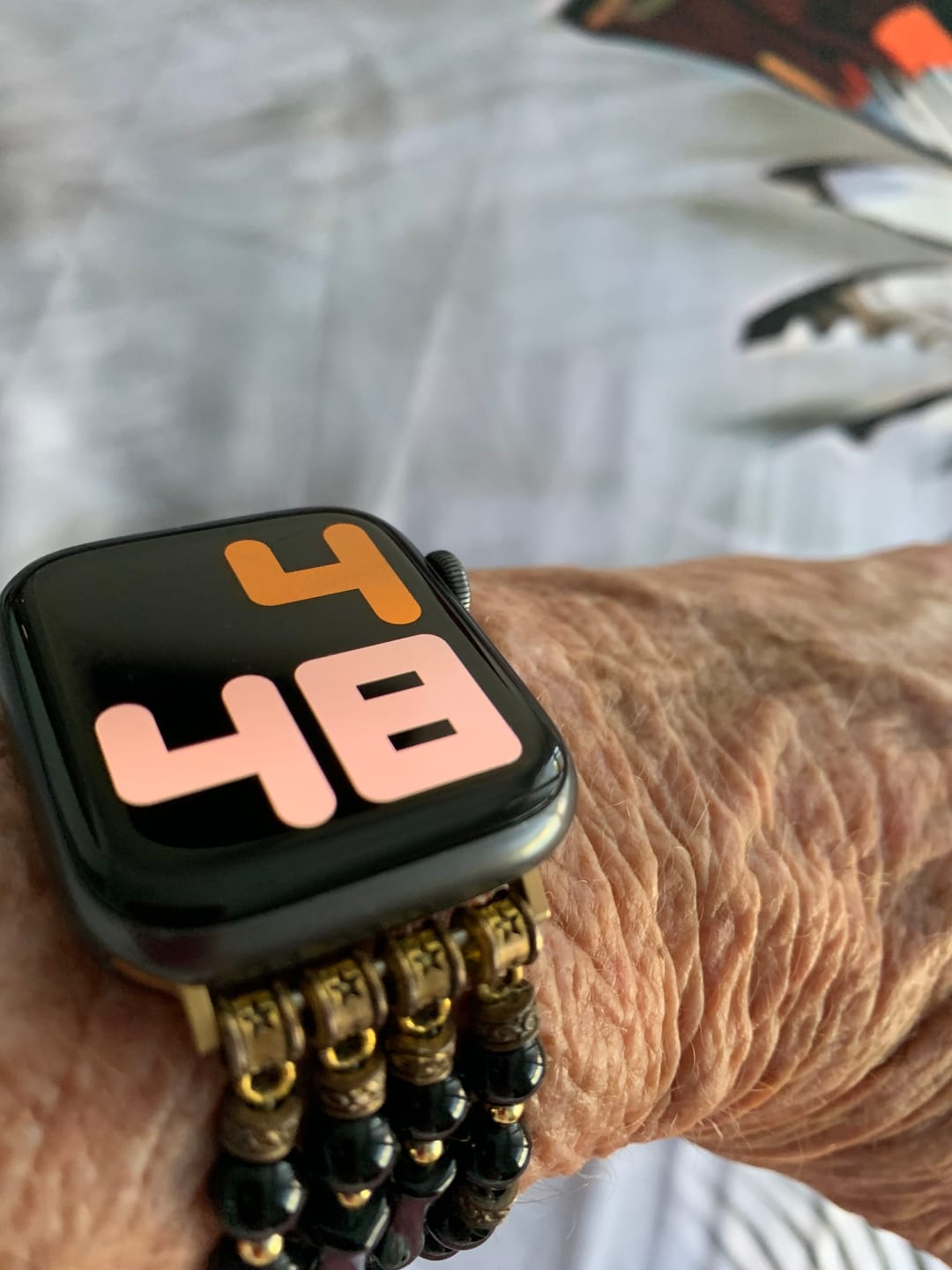 Customer photo review of Moonlight Agate Stretch Apple Watch Strap