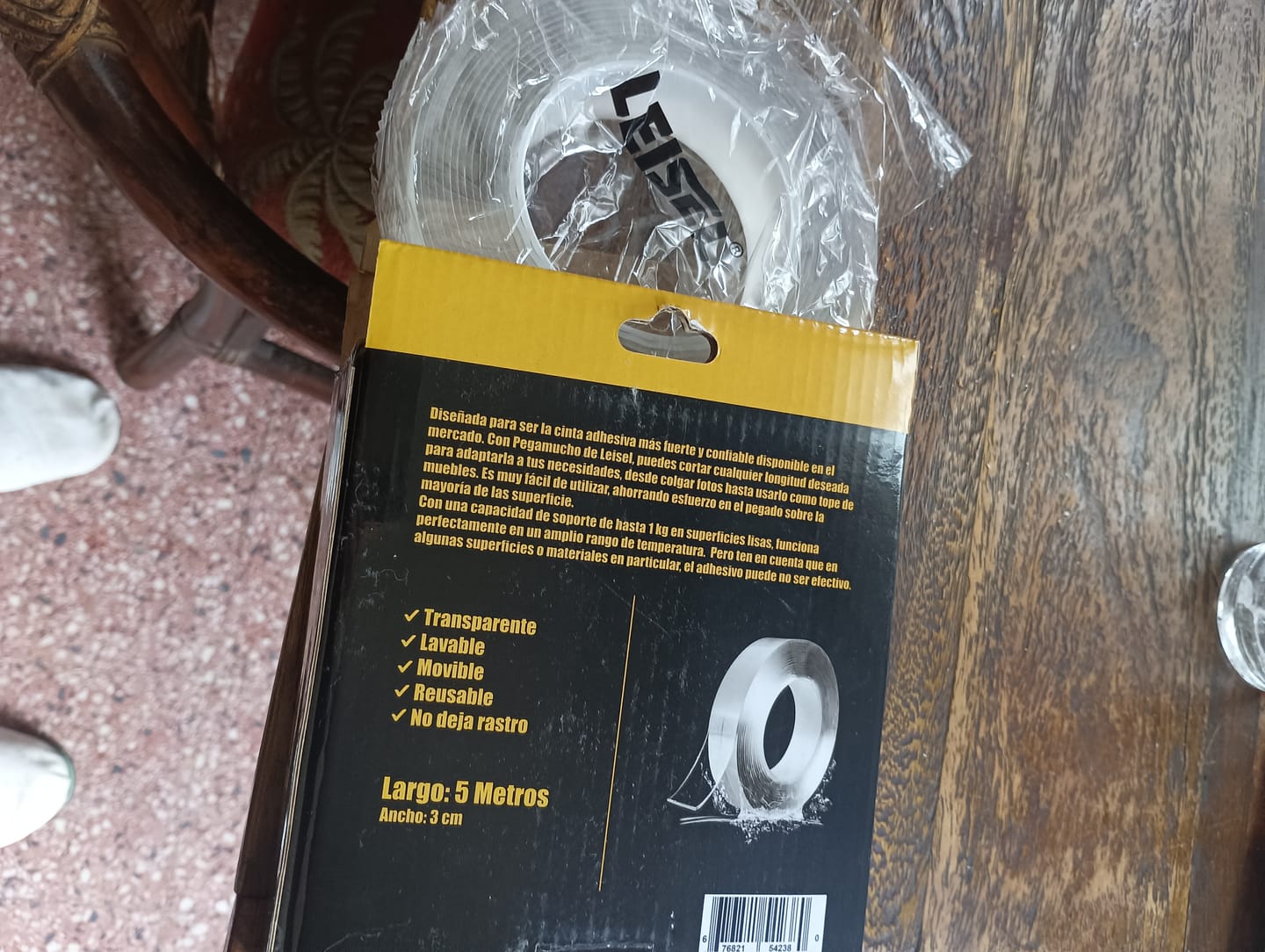 Customer photo review of Cinta de Doble Faz Transparente Pegamucho de 5m Leisel