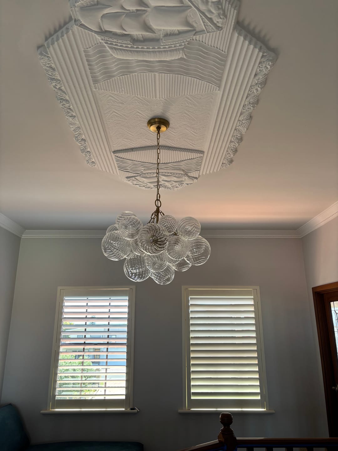 Customer photo review of Contemporary Clear Ribbed Bubble Chandelier