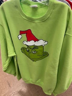 Customer photo review of Grinch Hat DTF Transfer