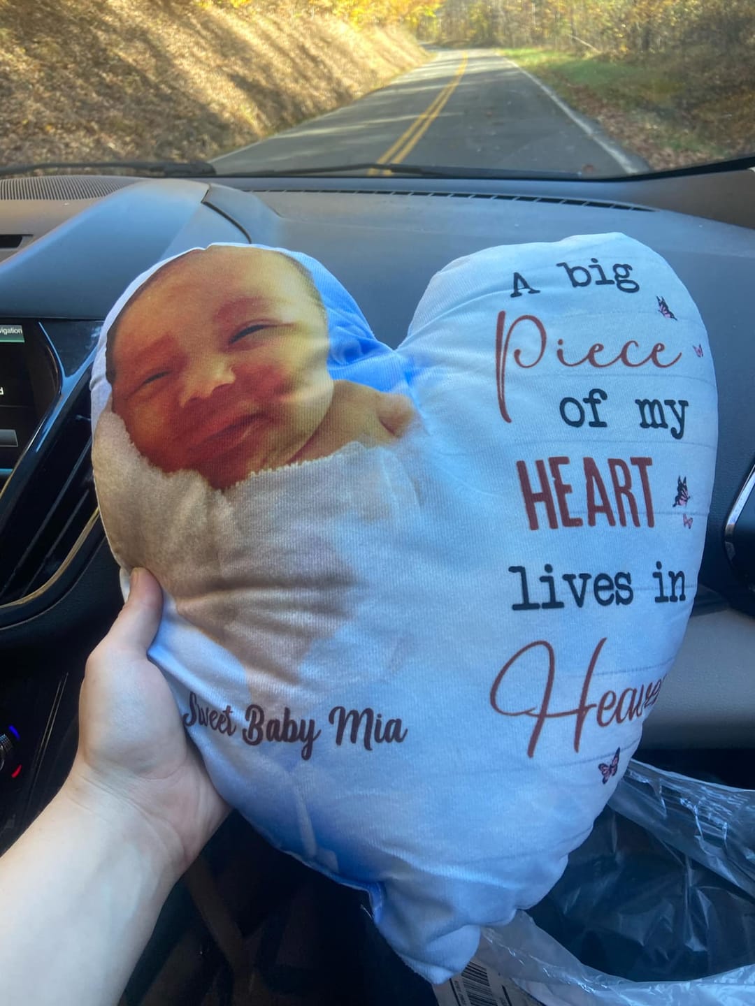Customer photo review of Memorial Gift - When You Miss Me Have No Fear Hug This Pillow - Personalized Photo Pillow